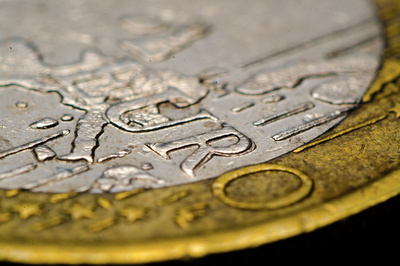 Detailaufnahme einer Euromünze